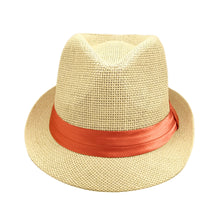 Load image into Gallery viewer, Classic Natural Fedora Straw Hat With Ribbon Band