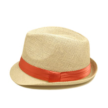 Load image into Gallery viewer, Classic Natural Fedora Straw Hat With Ribbon Band