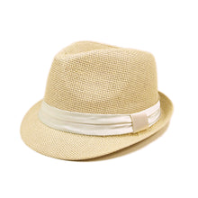 Load image into Gallery viewer, Classic Natural Fedora Straw Hat With Ribbon Band