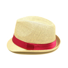 Load image into Gallery viewer, Classic Natural Fedora Straw Hat With Ribbon Band