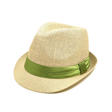 Load image into Gallery viewer, Classic Natural Fedora Straw Hat With Ribbon Band