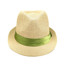 Load image into Gallery viewer, Classic Natural Fedora Straw Hat With Ribbon Band