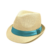Load image into Gallery viewer, Classic Natural Fedora Straw Hat With Ribbon Band