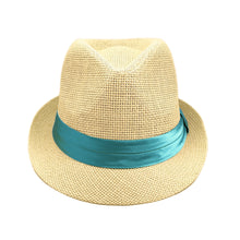 Load image into Gallery viewer, Classic Natural Fedora Straw Hat With Ribbon Band