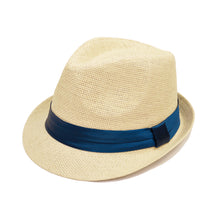 Load image into Gallery viewer, Classic Natural Fedora Straw Hat With Ribbon Band
