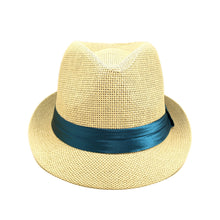 Load image into Gallery viewer, Classic Natural Fedora Straw Hat With Ribbon Band
