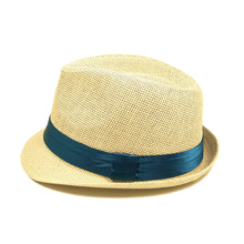 Load image into Gallery viewer, Classic Natural Fedora Straw Hat With Ribbon Band