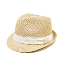 Load image into Gallery viewer, Classic Natural Fedora Straw Hat With Ribbon Band