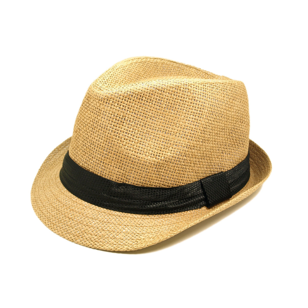 Classic Tan Fedora Straw Hat