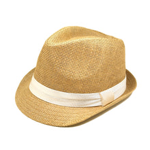Load image into Gallery viewer, Classic Tan Fedora Straw Hat