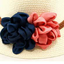 Load image into Gallery viewer, Deluxe Flower Straw Sun Hat - Different Colors & Bands Available