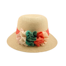 Load image into Gallery viewer, Deluxe Flower Straw Sun Hat - Different Colors & Bands Available