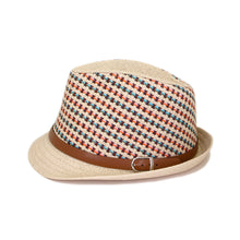 Load image into Gallery viewer, Multicolor Cowboy Cowgirl Fedora Straw Hat w- Leather Band
