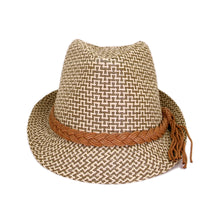 Load image into Gallery viewer, Unisex Premium 2 Tone Fedora Straw Hat with Braided Band - Diff Colors Avail