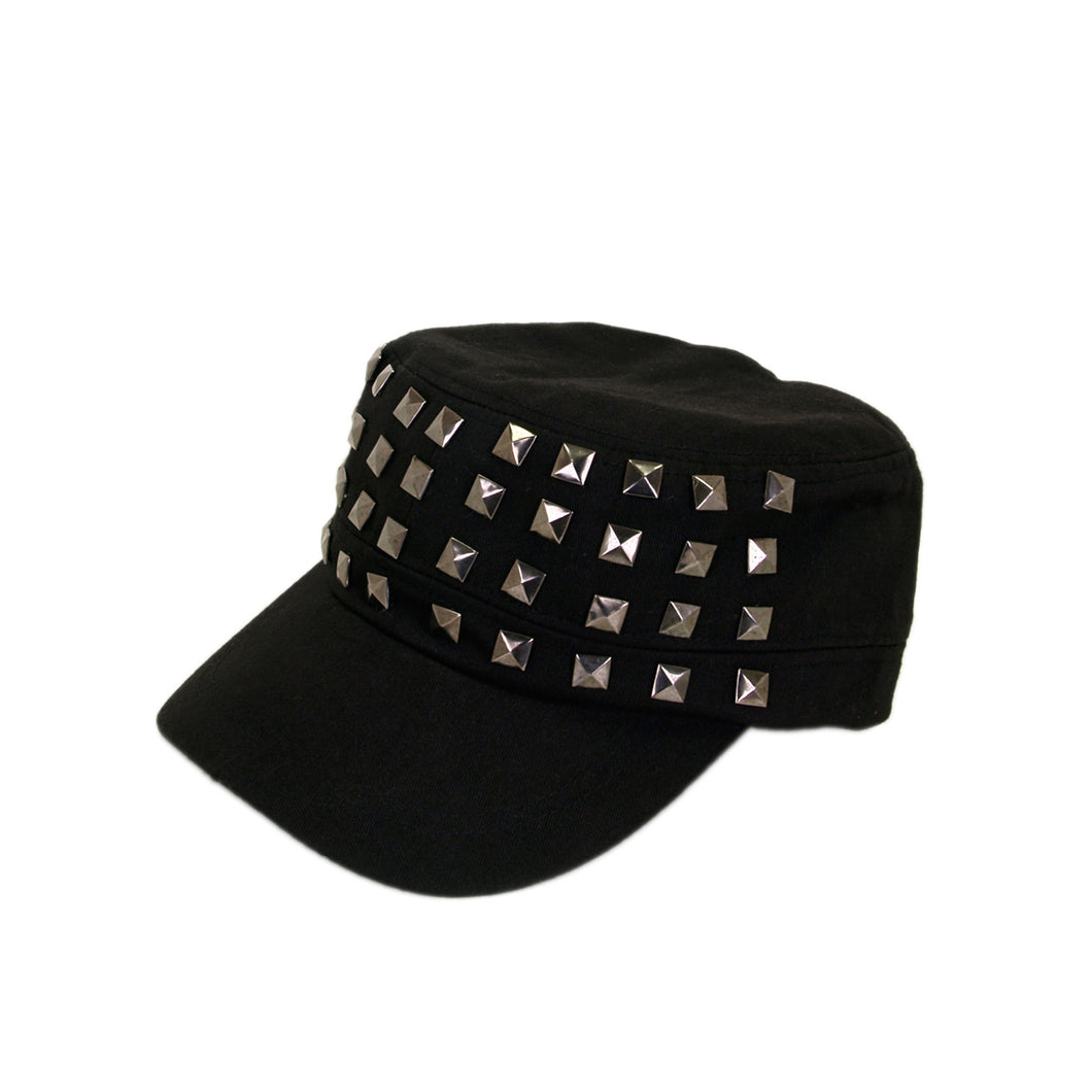 Adjustable Cotton Military Style Studded Front Army Cap Cadet Hat - Diff Colors Avail