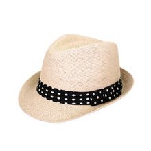 Load image into Gallery viewer, Women's Polka Dot Band Natural Fedora Straw Hat