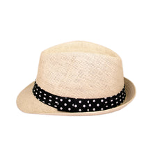 Load image into Gallery viewer, Women's Polka Dot Band Natural Fedora Straw Hat