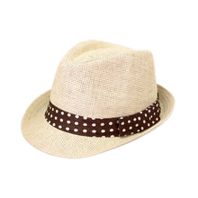 Load image into Gallery viewer, Women's Polka Dot Band Natural Fedora Straw Hat