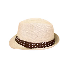 Load image into Gallery viewer, Women's Polka Dot Band Natural Fedora Straw Hat