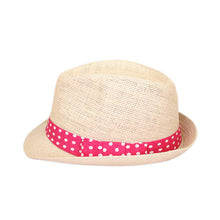 Load image into Gallery viewer, Women's Polka Dot Band Natural Fedora Straw Hat