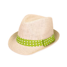 Load image into Gallery viewer, Women's Polka Dot Band Natural Fedora Straw Hat