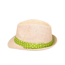 Load image into Gallery viewer, Women's Polka Dot Band Natural Fedora Straw Hat