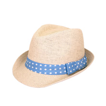 Load image into Gallery viewer, Women's Polka Dot Band Natural Fedora Straw Hat
