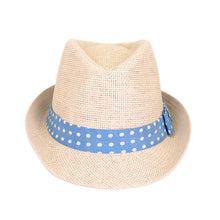 Load image into Gallery viewer, Women's Polka Dot Band Natural Fedora Straw Hat