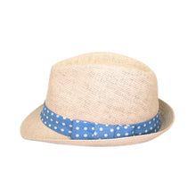 Load image into Gallery viewer, Women's Polka Dot Band Natural Fedora Straw Hat