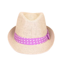 Load image into Gallery viewer, Women's Polka Dot Band Natural Fedora Straw Hat