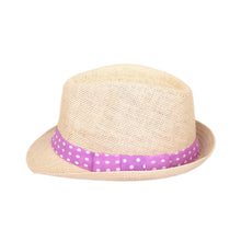 Load image into Gallery viewer, Women's Polka Dot Band Natural Fedora Straw Hat