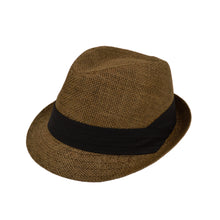 Load image into Gallery viewer, Unisex Classic Fedora Straw Hat with Black Cotton Band