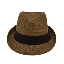 Load image into Gallery viewer, Unisex Classic Fedora Straw Hat with Black Cotton Band