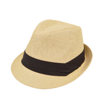 Load image into Gallery viewer, Unisex Classic Fedora Straw Hat with Black Cotton Band