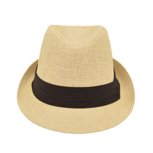 Load image into Gallery viewer, Unisex Classic Fedora Straw Hat with Black Cotton Band