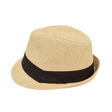 Load image into Gallery viewer, Unisex Classic Fedora Straw Hat with Black Cotton Band
