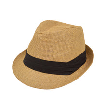 Load image into Gallery viewer, Unisex Classic Fedora Straw Hat with Black Cotton Band