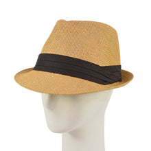 Load image into Gallery viewer, Unisex Classic Fedora Straw Hat with Black Cotton Band