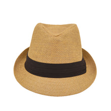 Load image into Gallery viewer, Unisex Classic Fedora Straw Hat with Black Cotton Band