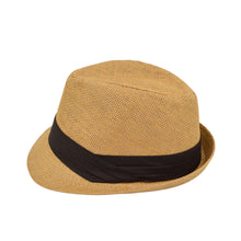 Load image into Gallery viewer, Unisex Classic Fedora Straw Hat with Black Cotton Band