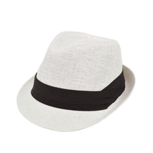 Load image into Gallery viewer, Unisex Classic Fedora Straw Hat with Black Cotton Band