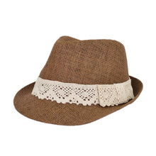 Load image into Gallery viewer, Women's Lace Ribbon Band Fedora Straw Sun Hat - Different Colors Available
