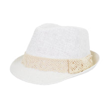 Load image into Gallery viewer, Women's Lace Ribbon Band Fedora Straw Sun Hat - Different Colors Available