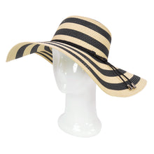 Load image into Gallery viewer, Women's Elegant Floppy Wide Brim Striped Straw Beach Sun Hat - Diff Colors
