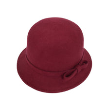 Load image into Gallery viewer, Trendsblue Women's Pure Wool Solid Color Bow Round Cloche Cap Hat - Diff Colors