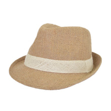 Load image into Gallery viewer, Classic Burlap Style Tan Fedora Straw Hat - Different Color Band Avail
