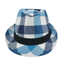 Load image into Gallery viewer, Premium Multi Color Plaid Stitch Black Band Fedora Hat - Different Colors