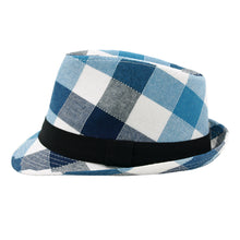 Load image into Gallery viewer, Premium Multi Color Plaid Stitch Black Band Fedora Hat - Different Colors