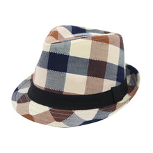 Load image into Gallery viewer, Premium Multi Color Plaid Stitch Black Band Fedora Hat - Different Colors
