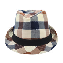 Load image into Gallery viewer, Premium Multi Color Plaid Stitch Black Band Fedora Hat - Different Colors